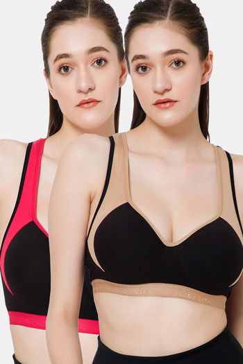 Buy Lady Lyka Cotton Sports Bra (Pack of 2) - Multicolor
